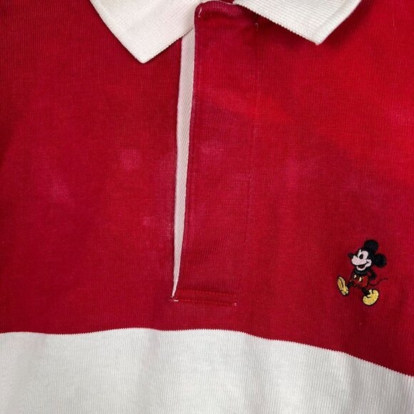 Vintage Disney Wear Polo Rugby Red White Stripe USA‎ MADE Shirt Size M Men - Picture 4 of 9
